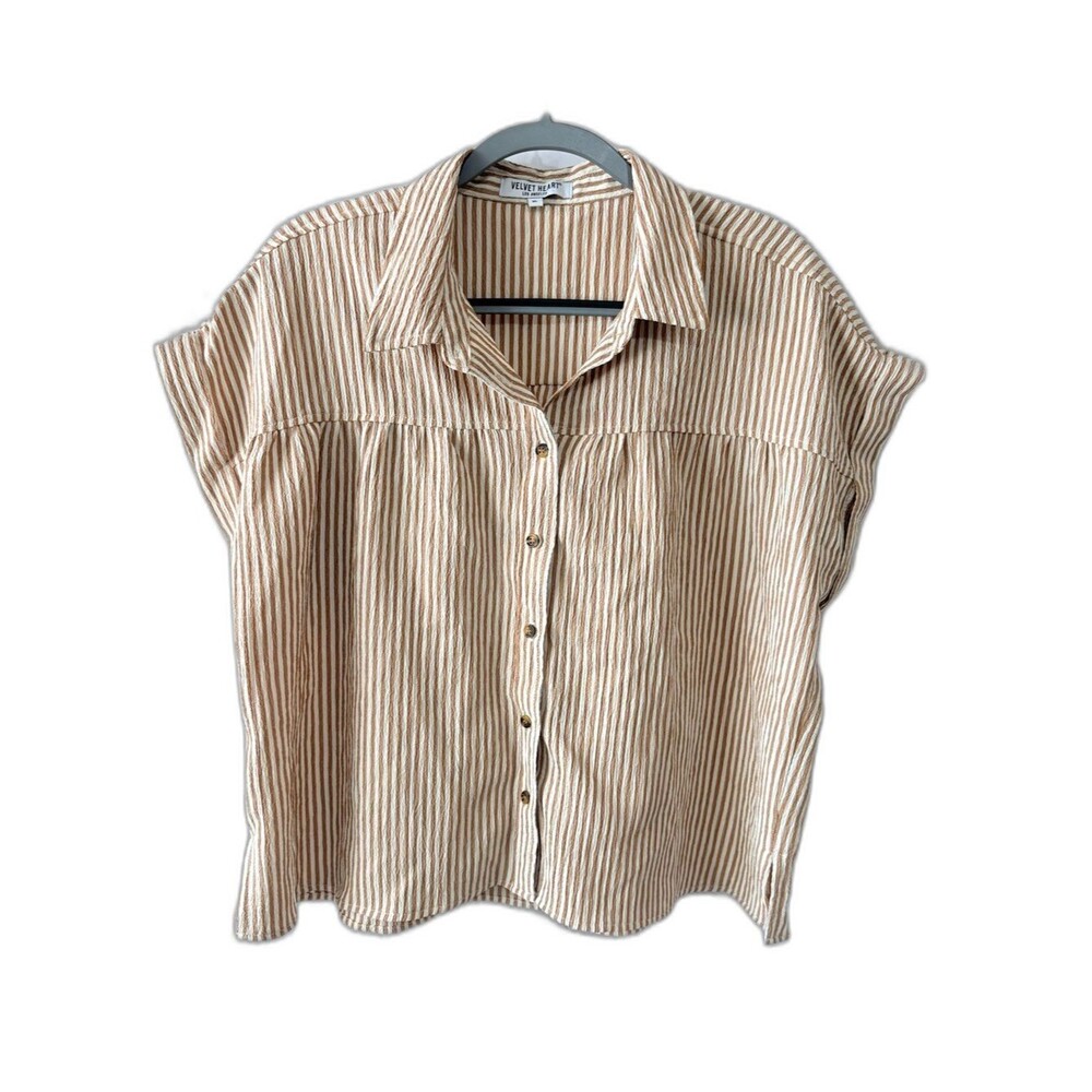 Velvet Heart Striped Seersucker Cotton Button Shirt XL
